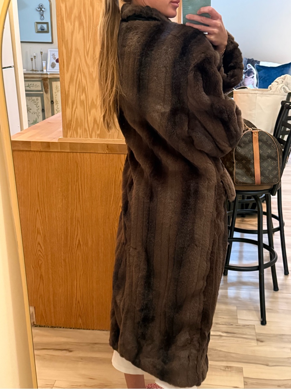 Brown Long Faux-Fur Coat
